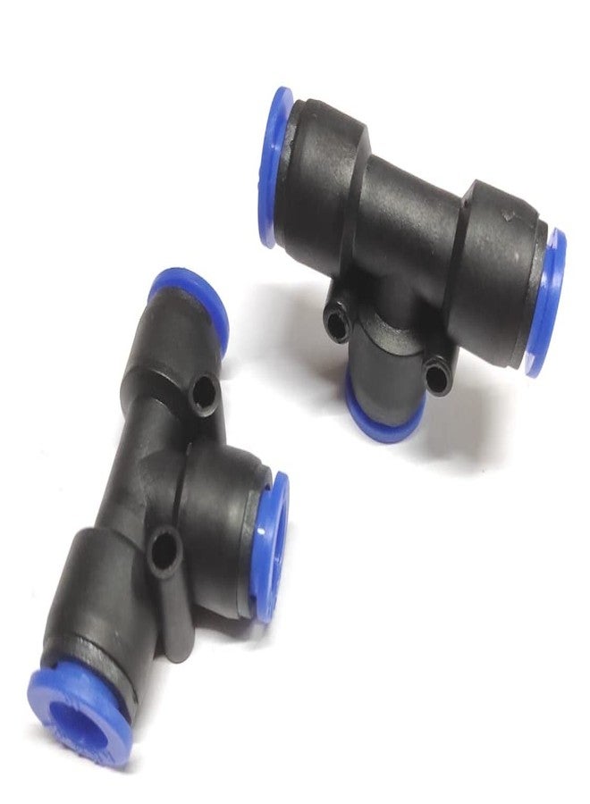 DLIEN 10mm X 10mm X 10mm One Touch Push In T Connector T Shape 3 Way Connector Quick Fittings Pneumatic Straight Push in Pneumatic Quick Fittings Pneumatic Air 10mm X10mm X10mm T (Pack of 2) - Image 2